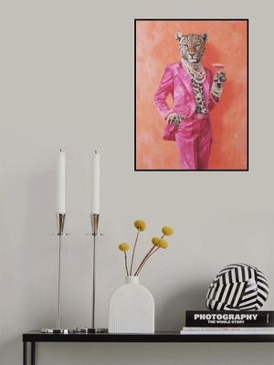 Leopard Dressed In Pink Satin Suit