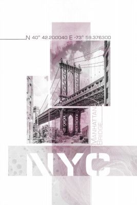 Poster Art NYC Manhattan Bridge | pink marble