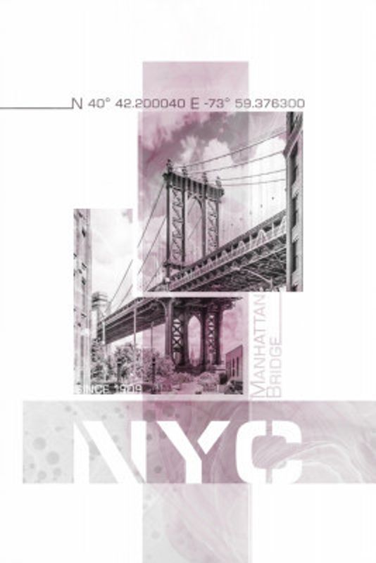 Poster Art NYC Manhattan Bridge | pink marble