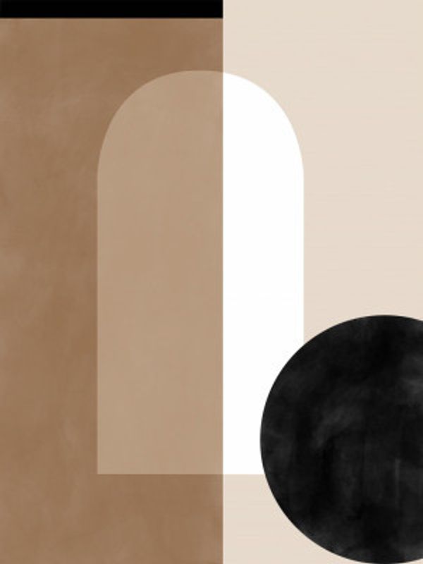 Geometric Shapes in Earthy Tones with a Black Circle