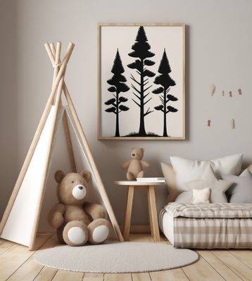 Three Stylized Pine Trees