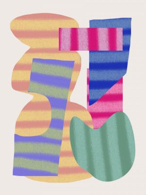 Geometric Shapes Layered With Soft Pastel Stripes