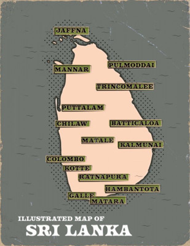 Illustrated Map Of Sri Lanka