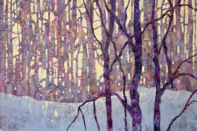 Winter Landscape with Birch Trees and Snow