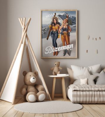 Hello Beautiful Bozeman Montana Ski Pinup Girls