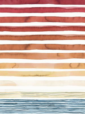 Watercolor Stripes Summer Sunset I