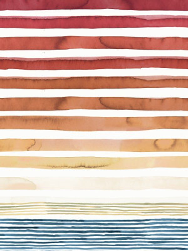 Watercolor Stripes Summer Sunset I