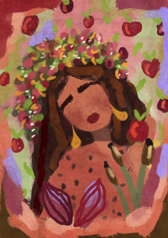 Woman and apples