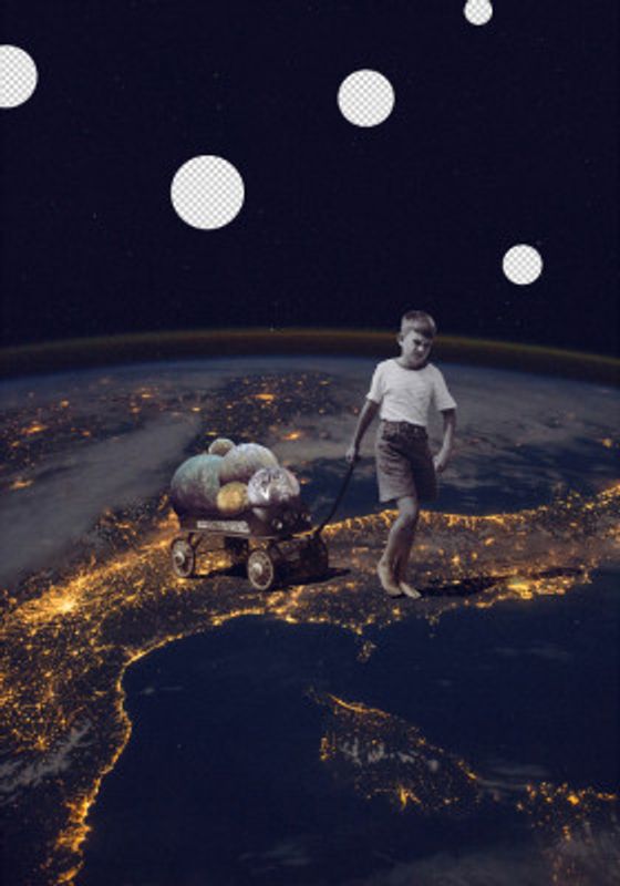 Child Pulling A Wagon Filled