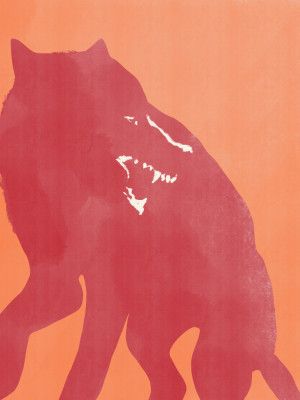 Red Silhouette of a Wolf