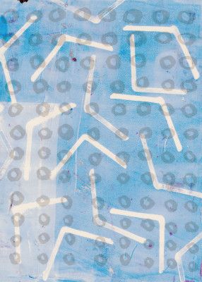 Contemporary Abstract  In White and Blue