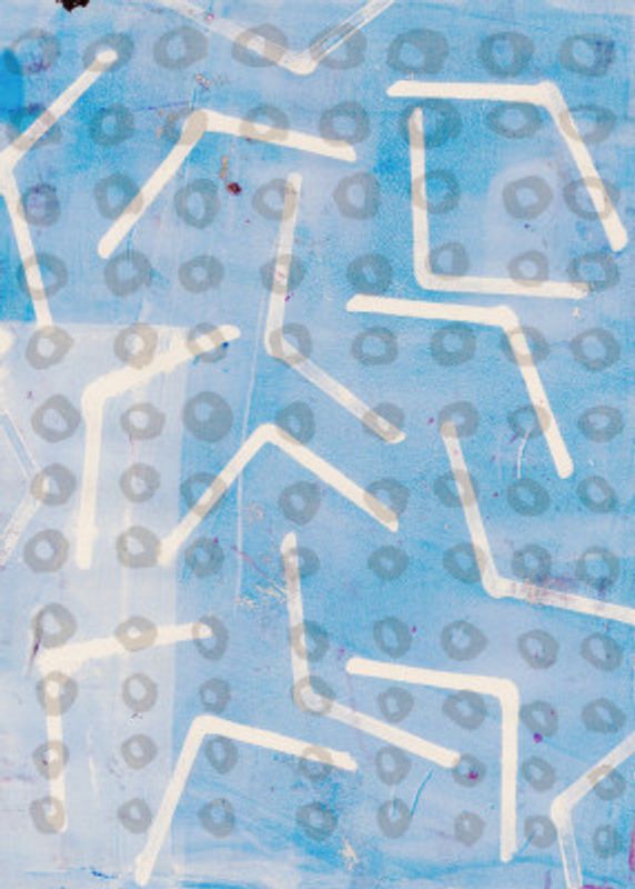 Contemporary Abstract  In White and Blue