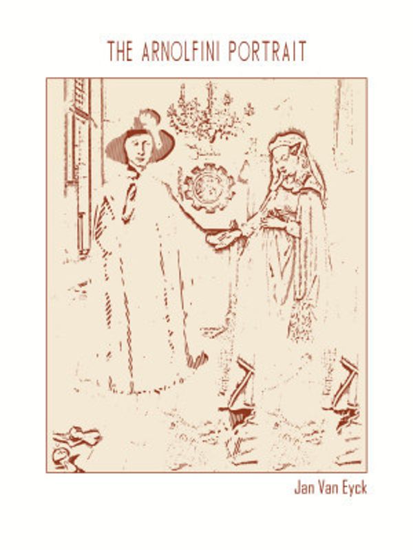 Line Art Minimalist – the Arnolfini Portrait  – Jan Van Eyck 1434 – Classic Painting