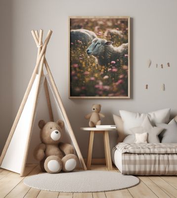 Sheep Among Wildflowers