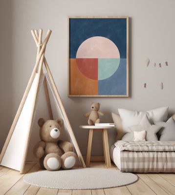 Geometric Abstraction With A Large Pastel Circle