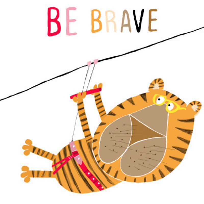 Be Brave! Funny Tiger Zip Lining by Illustrator Carla Daly