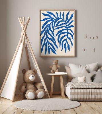 Blue Silhouette Textured Branch