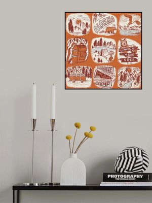 Travel to Alaska - Vintage Travel Stories - Terracotta BG - Pattern