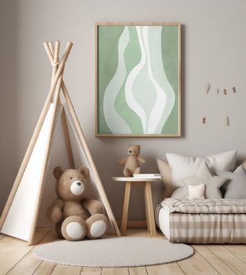 Organic Shapes In Soft Green And White Hues