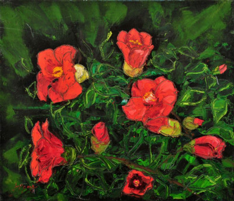 camellia oil on canvas