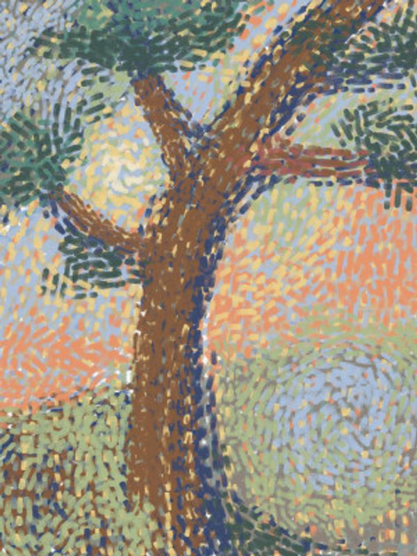 Tree Landscape with Swirling Pattern