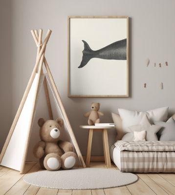 Whale Tight Crop I Handcolored Sealife Lithograph 1824