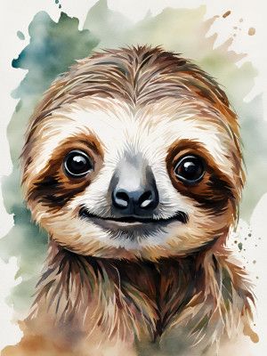 Little Sloth Aquarell