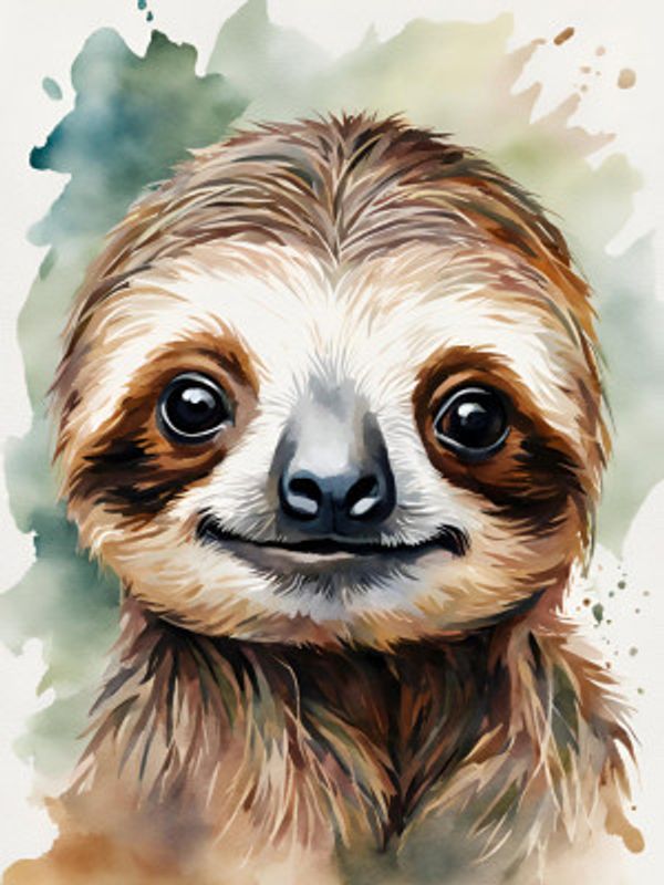 Little Sloth Aquarell
