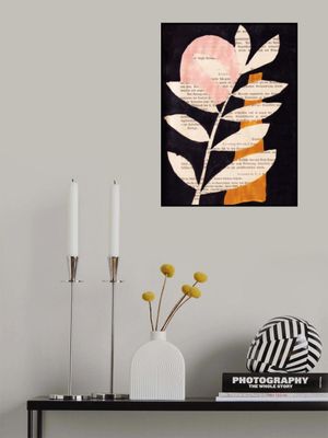 Abstract leaves with black background gouache painting