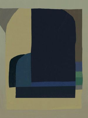 Muted tones of blue, green, and beige