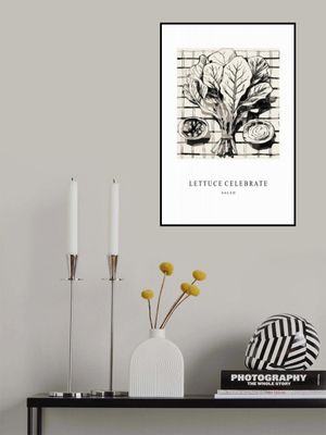 Black And White Ink Illustration Of Salad Ingredients