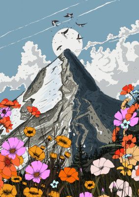 Swallows and Mountain