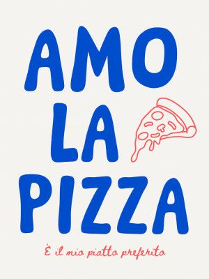 Amo la pizza - blue/red