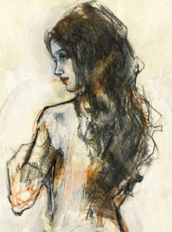 Woman Sketch with Flowing Hair