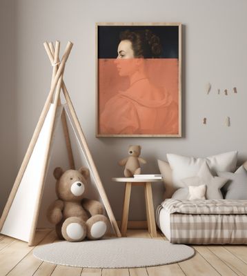 Altered Portrait of Woman Orange Modern Art