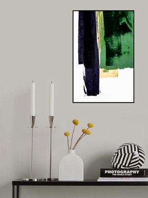 Vertical Strokes Of Deep Navy And Vibrant Green