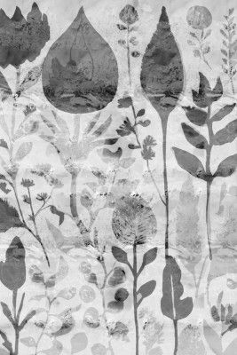 Floral Silhouettes in Grayscale
