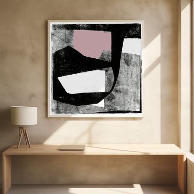 Pink and Black Abstract Shapes Print No1