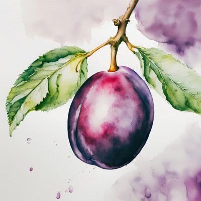 Pflaume, Aquarell, ink