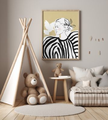 Woman Profile with a Zebra Stripe Pattern
