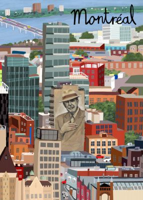 Montreal, Canada with Leonard Cohen Mural by Artist Carla Daly