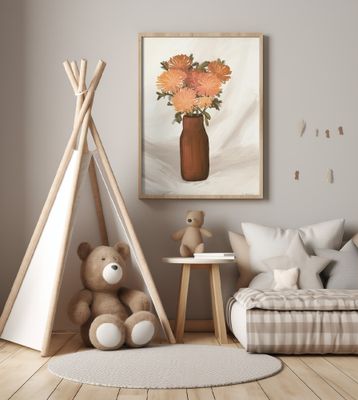 Vase of Flowers in Peach