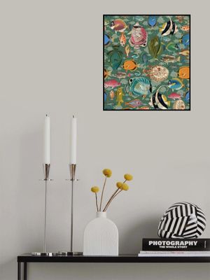 Fishes everywhere teal pattern