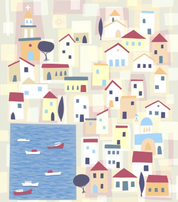 Mediterranean Village With Colorful Houses