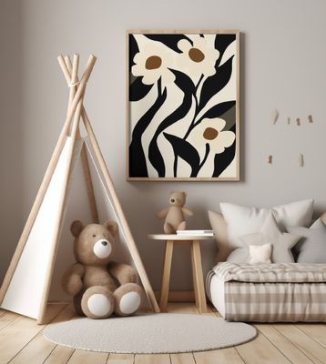 Stylized floral in black