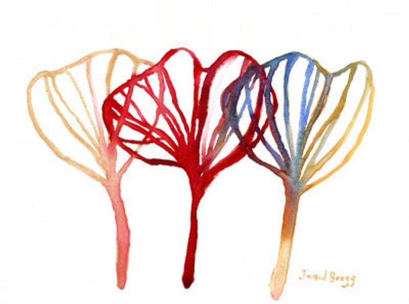 Ginkgo Leaves Layered In Watercolor I