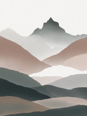 Layered Mountains In Soft Earthy Tones