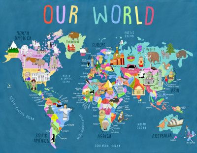 Our World Illustrated World Map for Kids