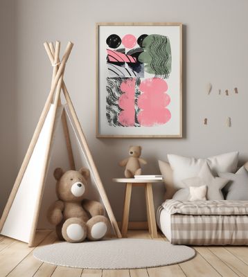 Abstract Shape Collage In Pink