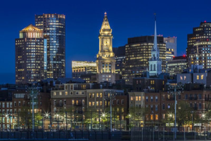 BOSTON Evening Skyline of North End &amp; Financial District